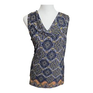 SHANNON FORD NEW YORK Womens Sleeveless Cowl Neck Top Med Paisley Print Boho